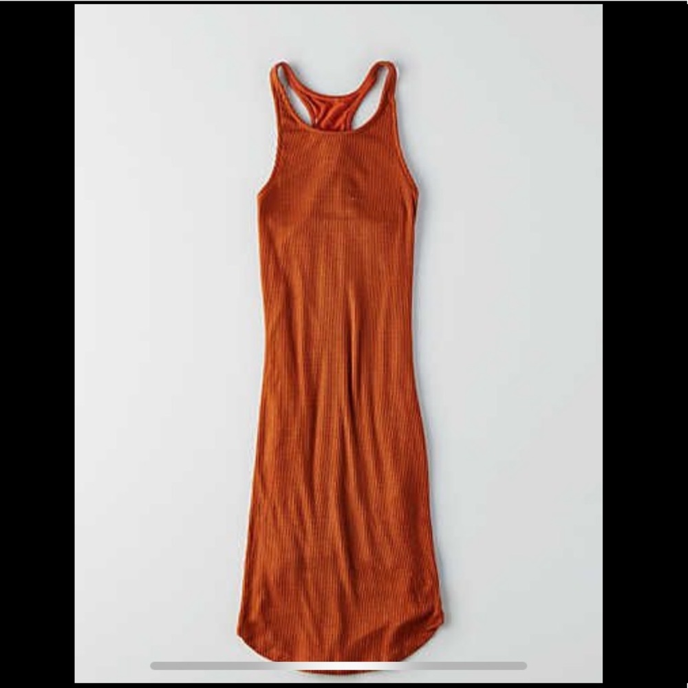 Rust orange ribbed bodycon dress